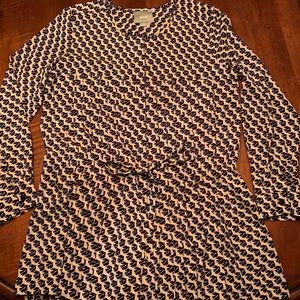 MAEVE Selva Dropwaist Bird Print Pleated Tunic S